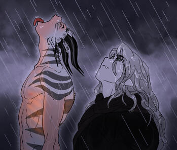 BUST SKETCH + flat color + additional character